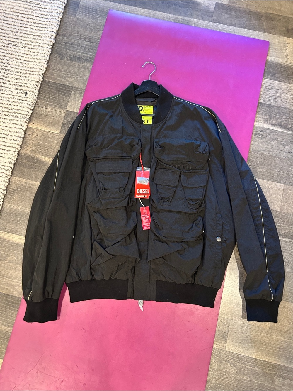 Diesel Black Men's Multi-Pocket Bomber Jacket